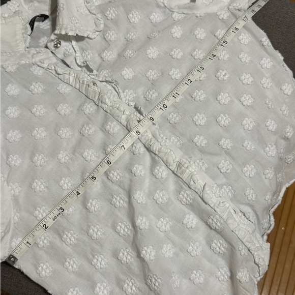 Zara White Floral Ruffled Blouse With Button Detail - Picture 9 of 9